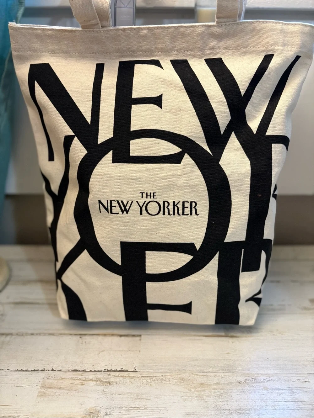 The New Yorker Canvas Tote Bag in Natural and Black